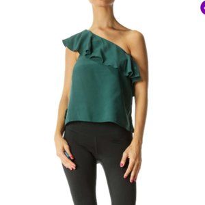 Maeve Silk Green Off SHoulder Top